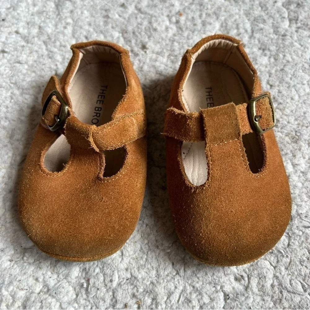THEE BRON Brown Leather Baby Walking Shoes (Boys/Girls) Size 140